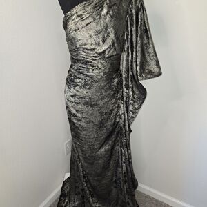 Black/Green Copper Asymmetrical FormalGown